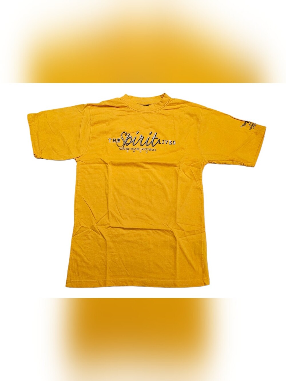 ​Vtg 2005 Notre Dame Football Shirt The Spirit Lives Gold Irish ND T-Shirt Large